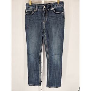 Code Blue Women's Mid Rise Skinny Embroidered Pocket Button Closer Jeans Size 27